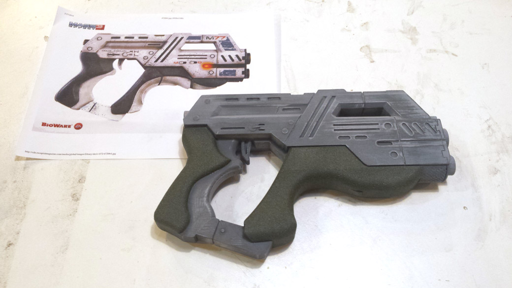 Textured Areas of Mass Effect Cosplay Pistol 