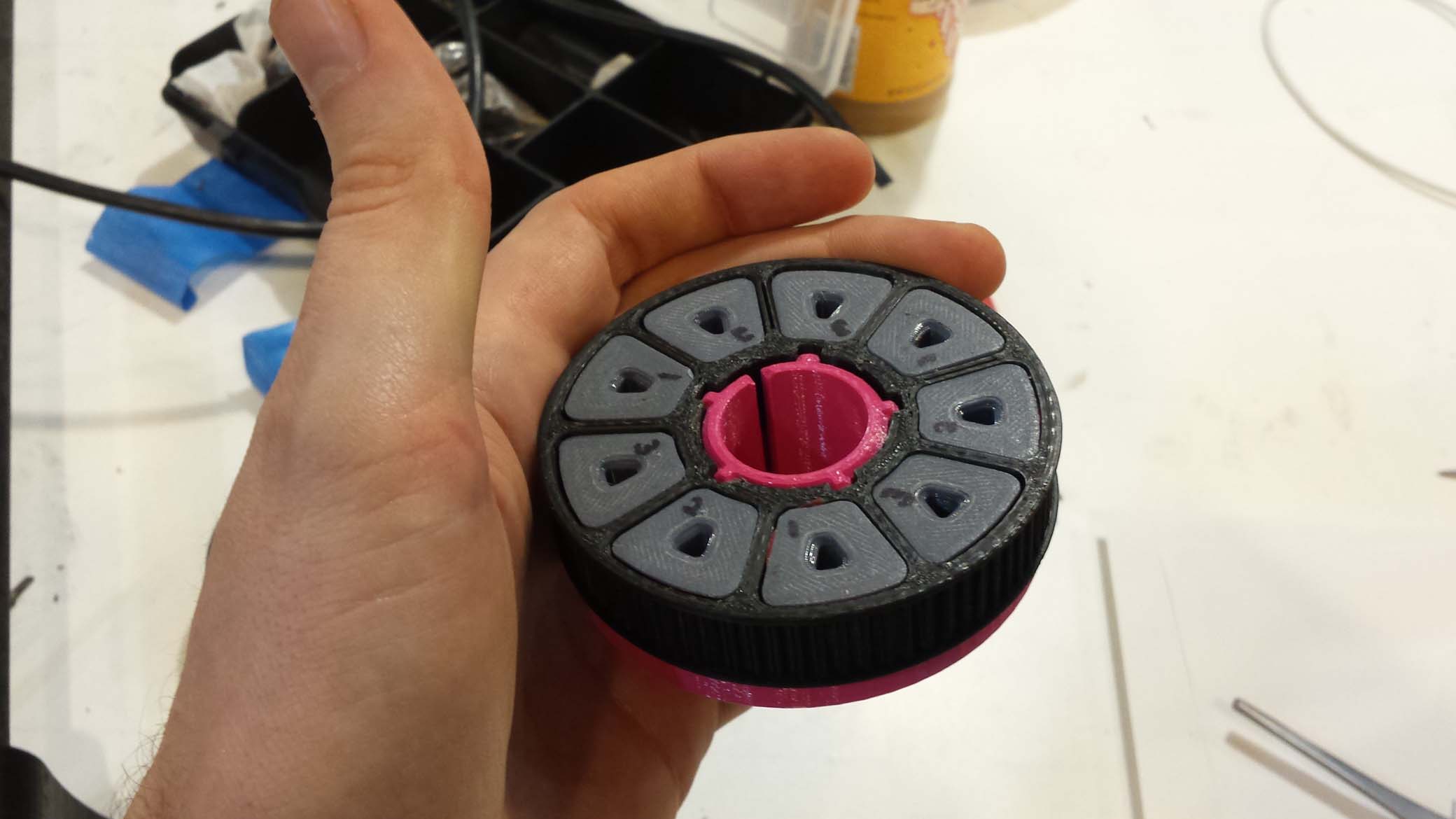 The 3D Printed 3 Phase Alternator wheel for my 3D Printed Axial wind Turbine