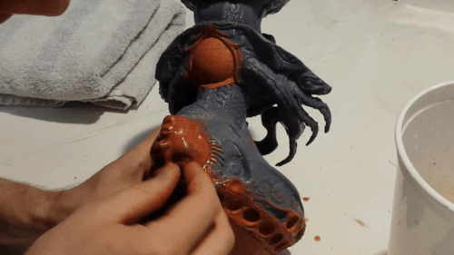 Wet Sanding the Modeling Putty on the 3D Printed Dune Queen from Thingiverse 
