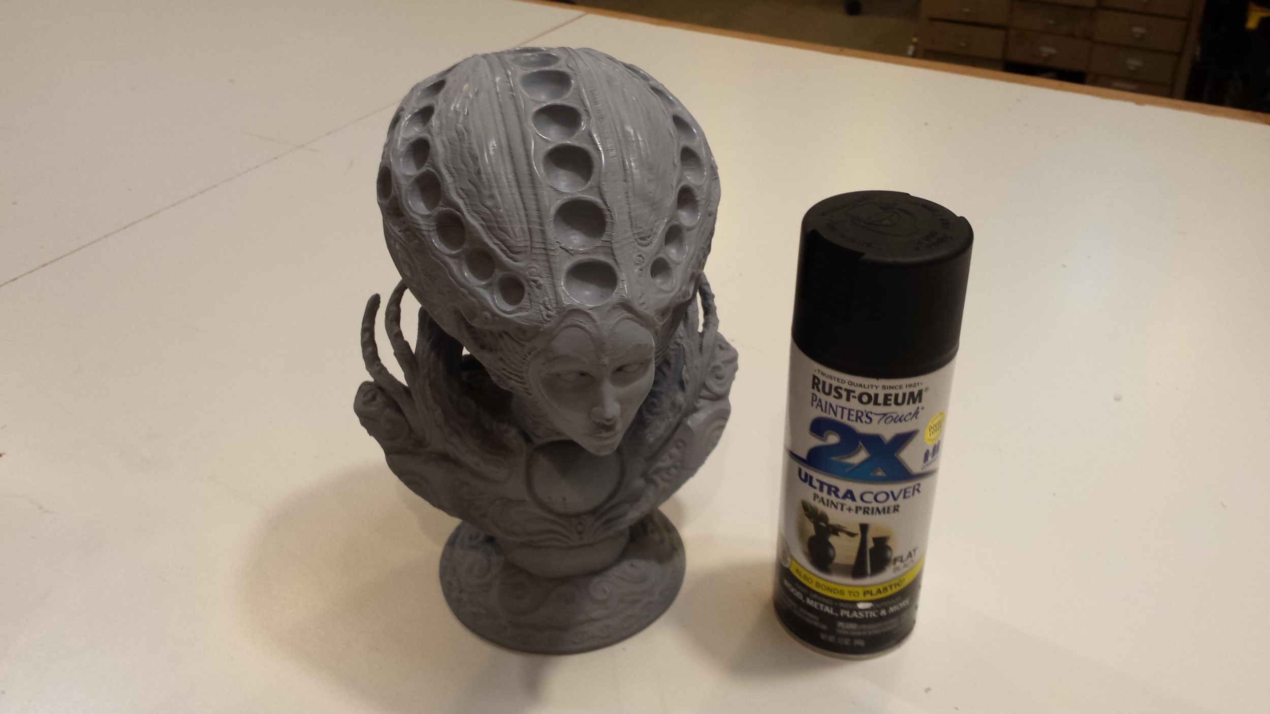 Flat black spray paint for the undercoat of the Dry Brushing on the 3D Printed Dune Queen