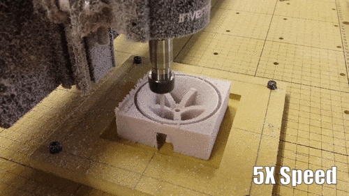 Circular cut path generated in Autodesk Fusion 360 and run on the Inventables X-Carve