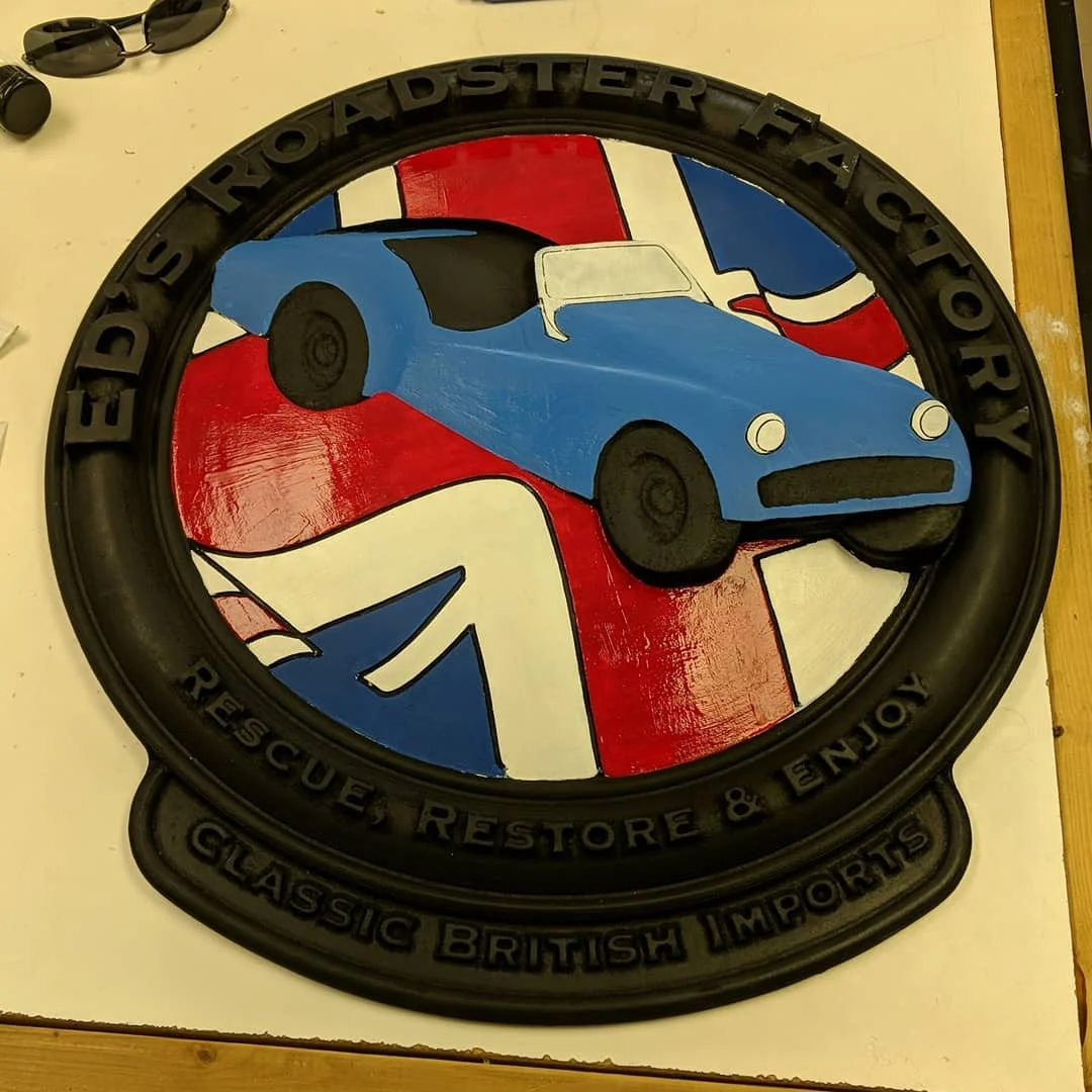 3D CNC Carved sign with colors aplyed 