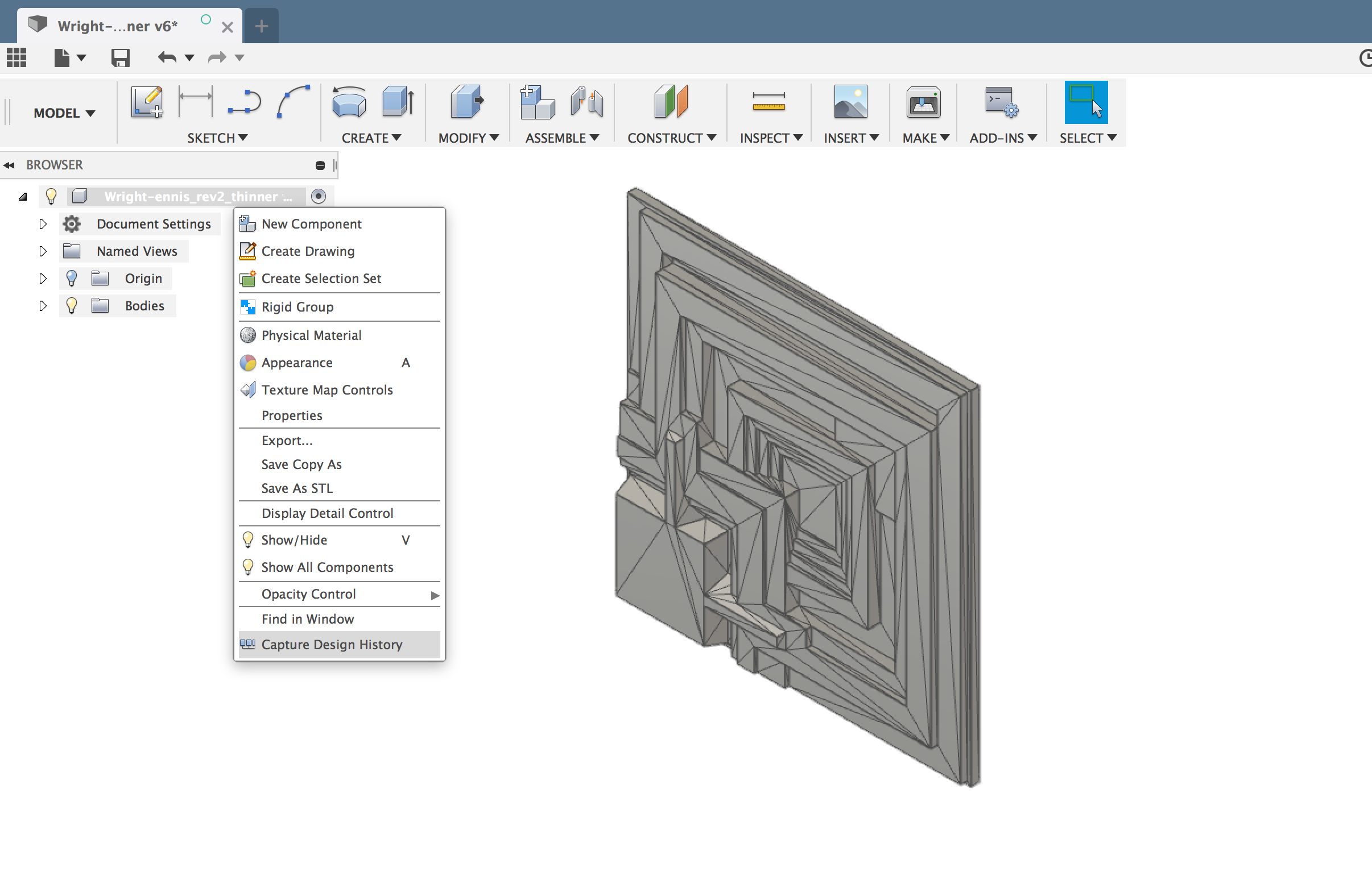Turning on the 'Capture Design History' Feature in Fusion 360