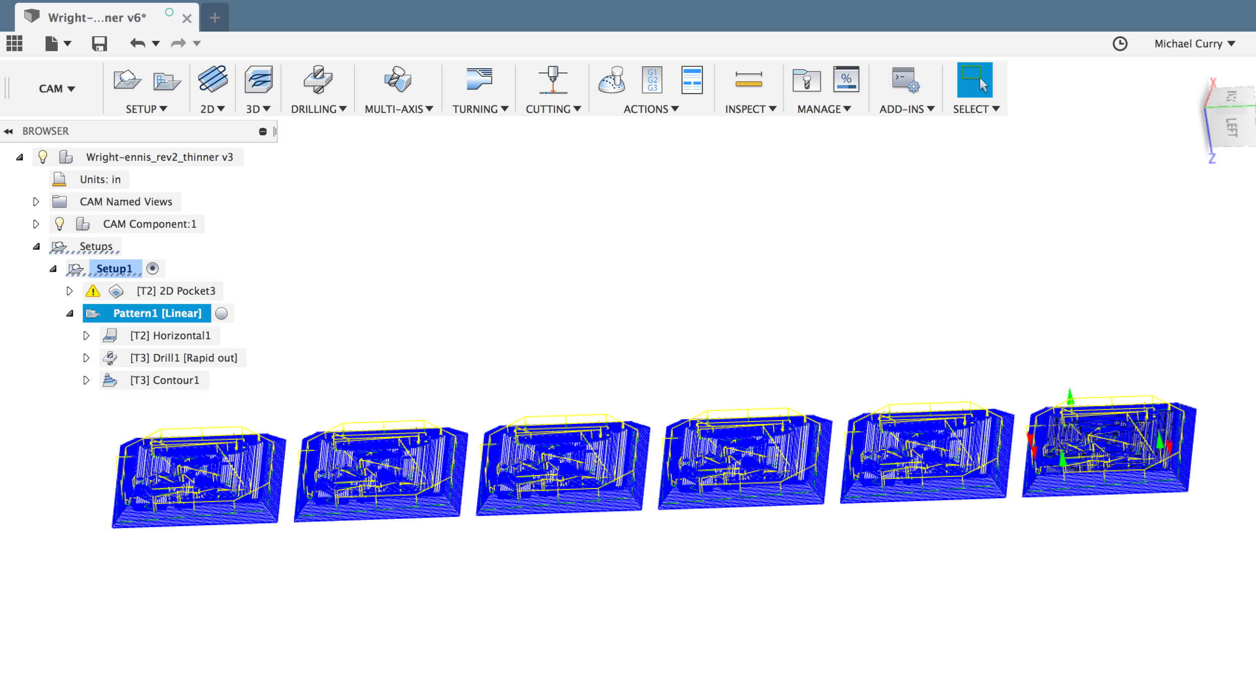 Fusion 360 CAM Pattern tool used to reproduce the same mold face multiple times