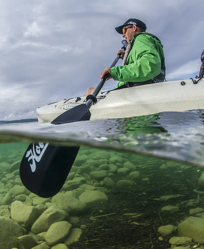 Joey paddling along Torch Lake.