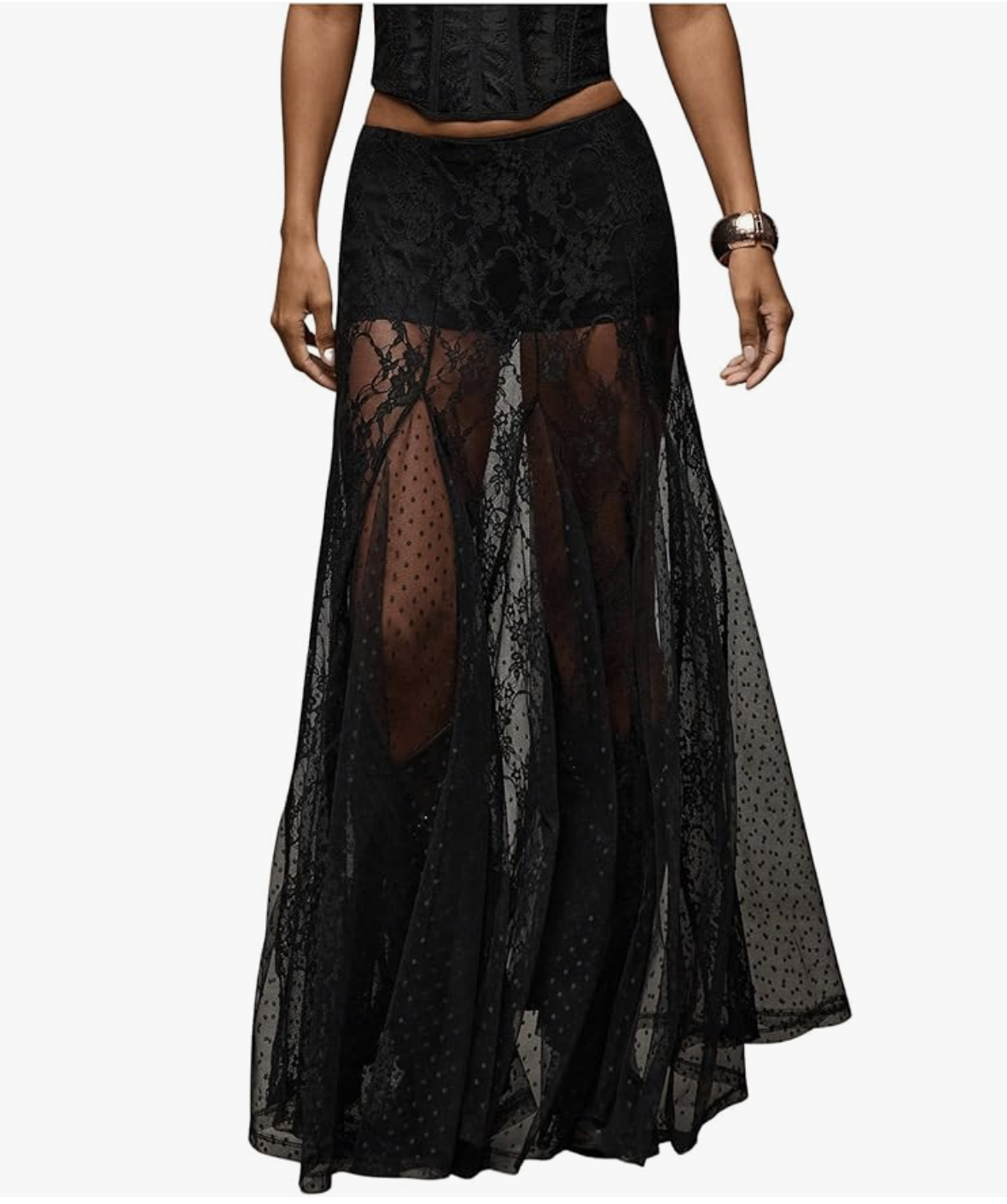 black lace maxi skirt