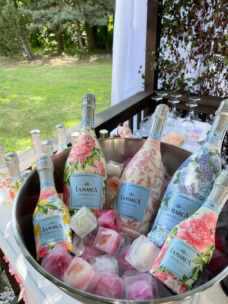 decoupage champagne bottles