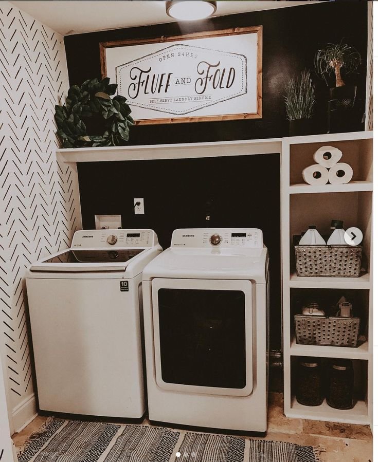 black laundry room modern