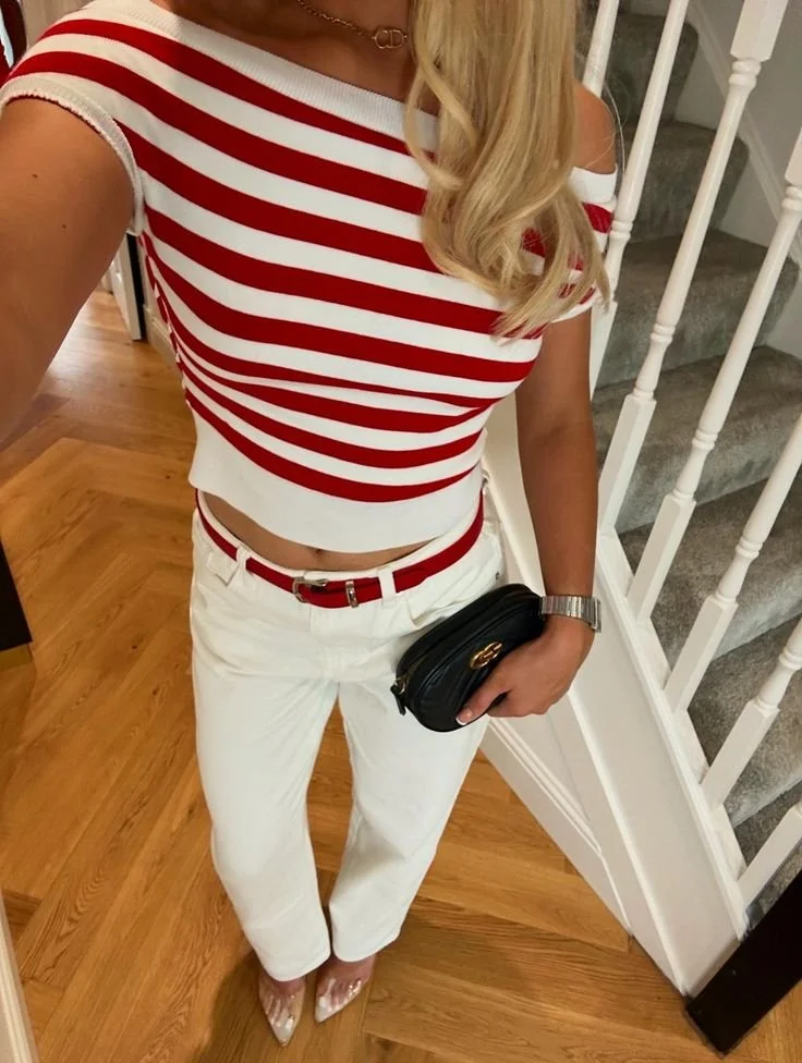 red and white outfit