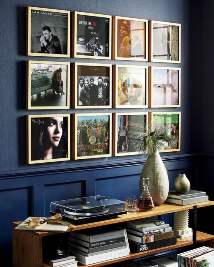 Decor Inspiration Grid Gallery Wall Ideas Ashlina Kaposta - Vinyl Record Living Room Decor Ideas