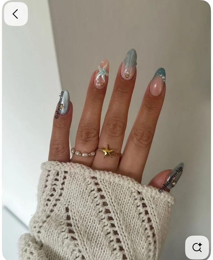sea inspired mermaid nails