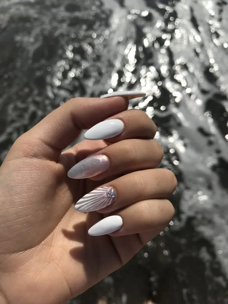 white mermaid nails