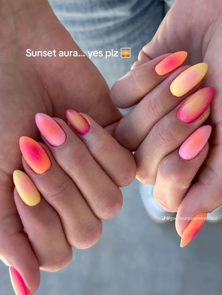 sunset aura nails