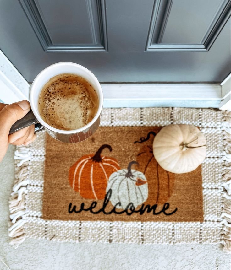 Fall Door Mats Welcome Mats Indoor, Light Brown Woven Fall Doormat