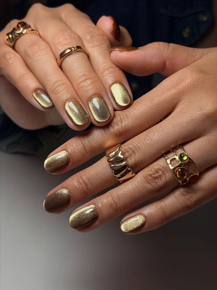 gold cat eye nails