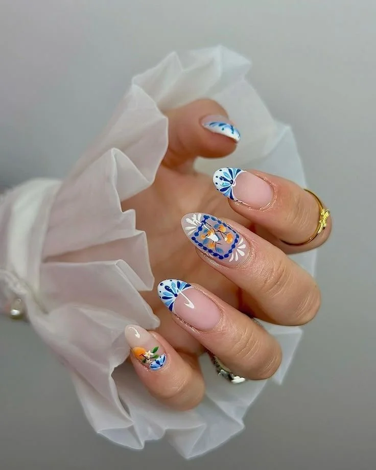 italian inspired nails blue