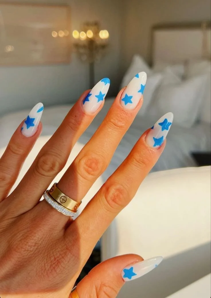 blue and white stars
