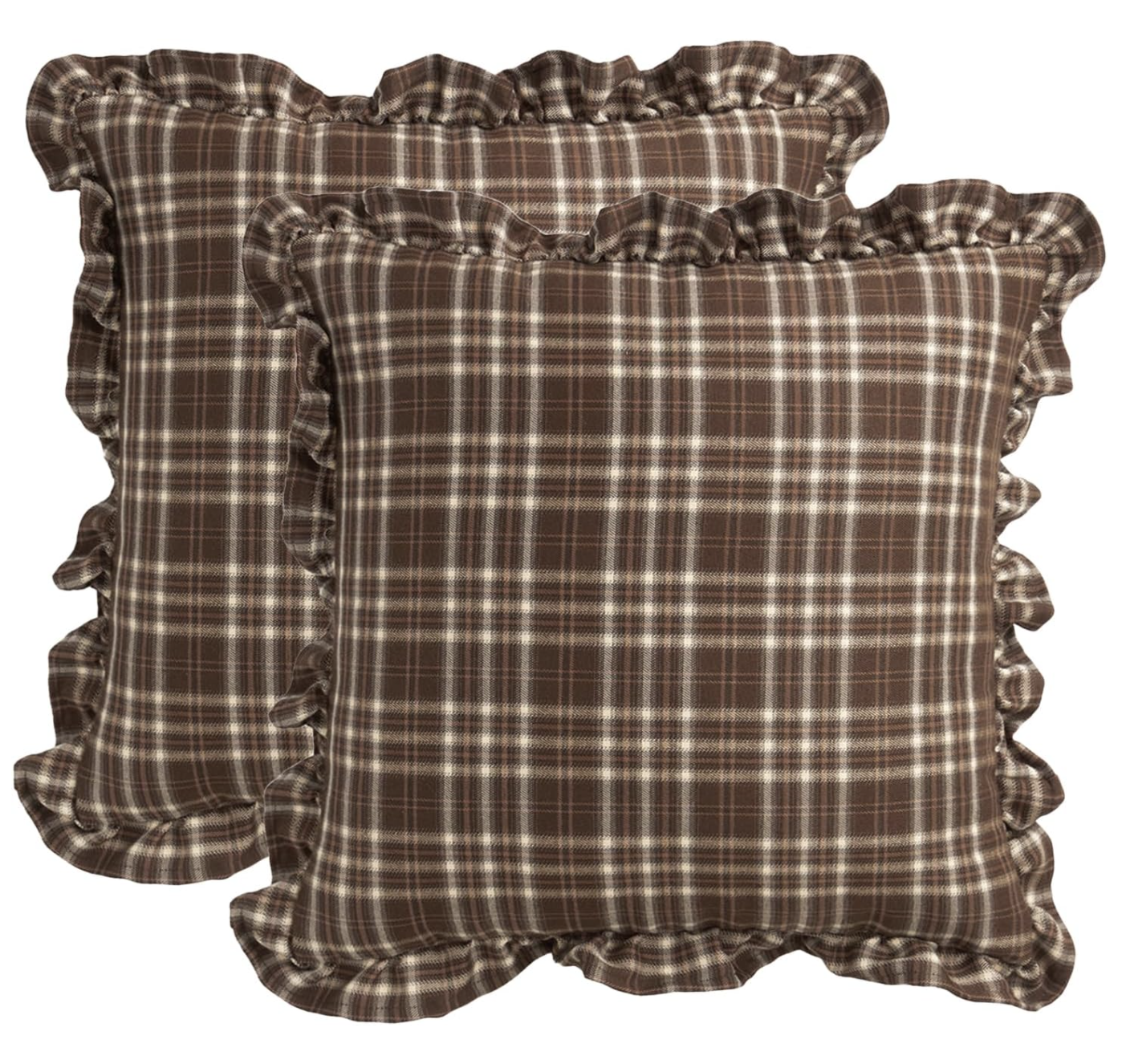 ruffled plaid pillows