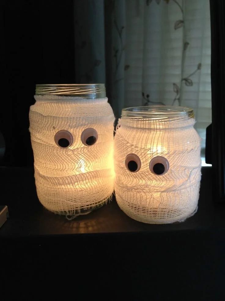 mummy mason jar candles diy
