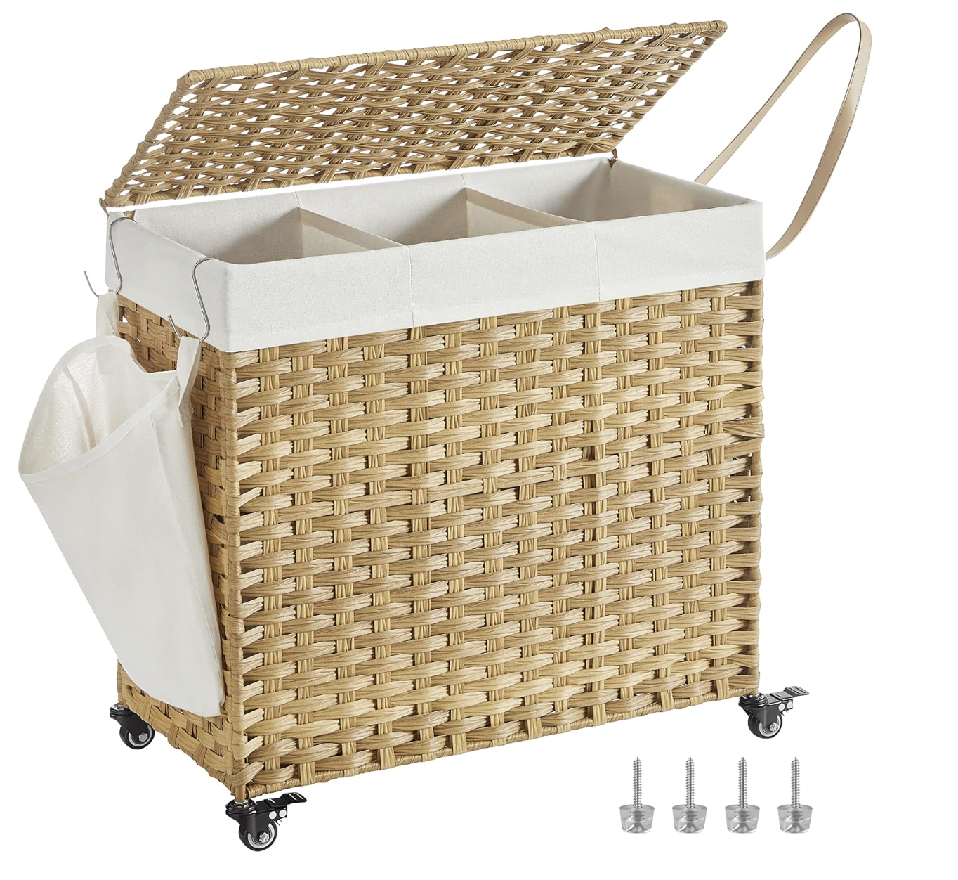 Rolling Laundry Hamper with Lid, 37 Gallons
