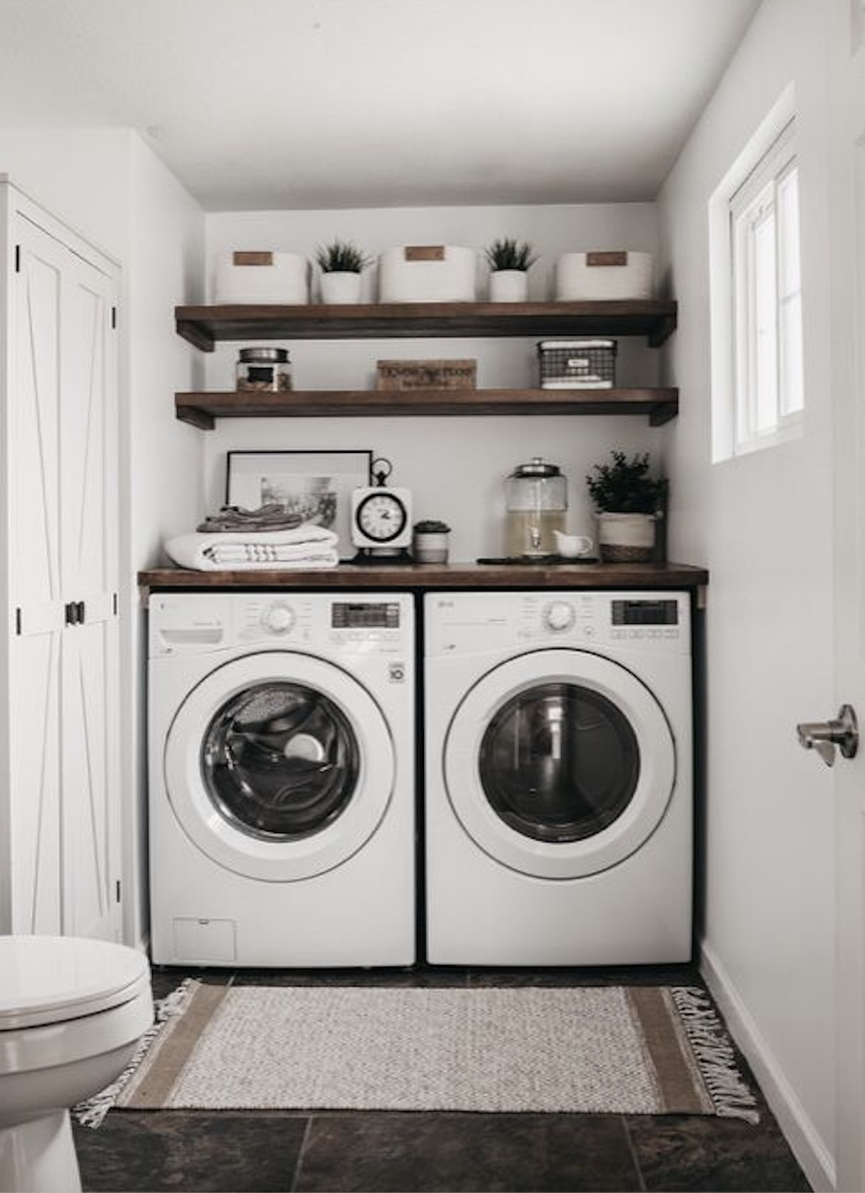 all white laundry room modern farmhouse