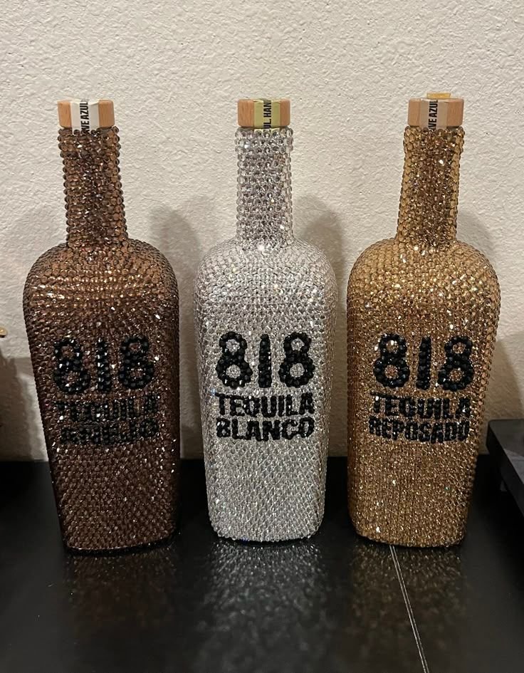 bedazzled tequila bottles