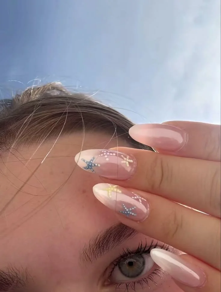 pastel colorful starfish nails