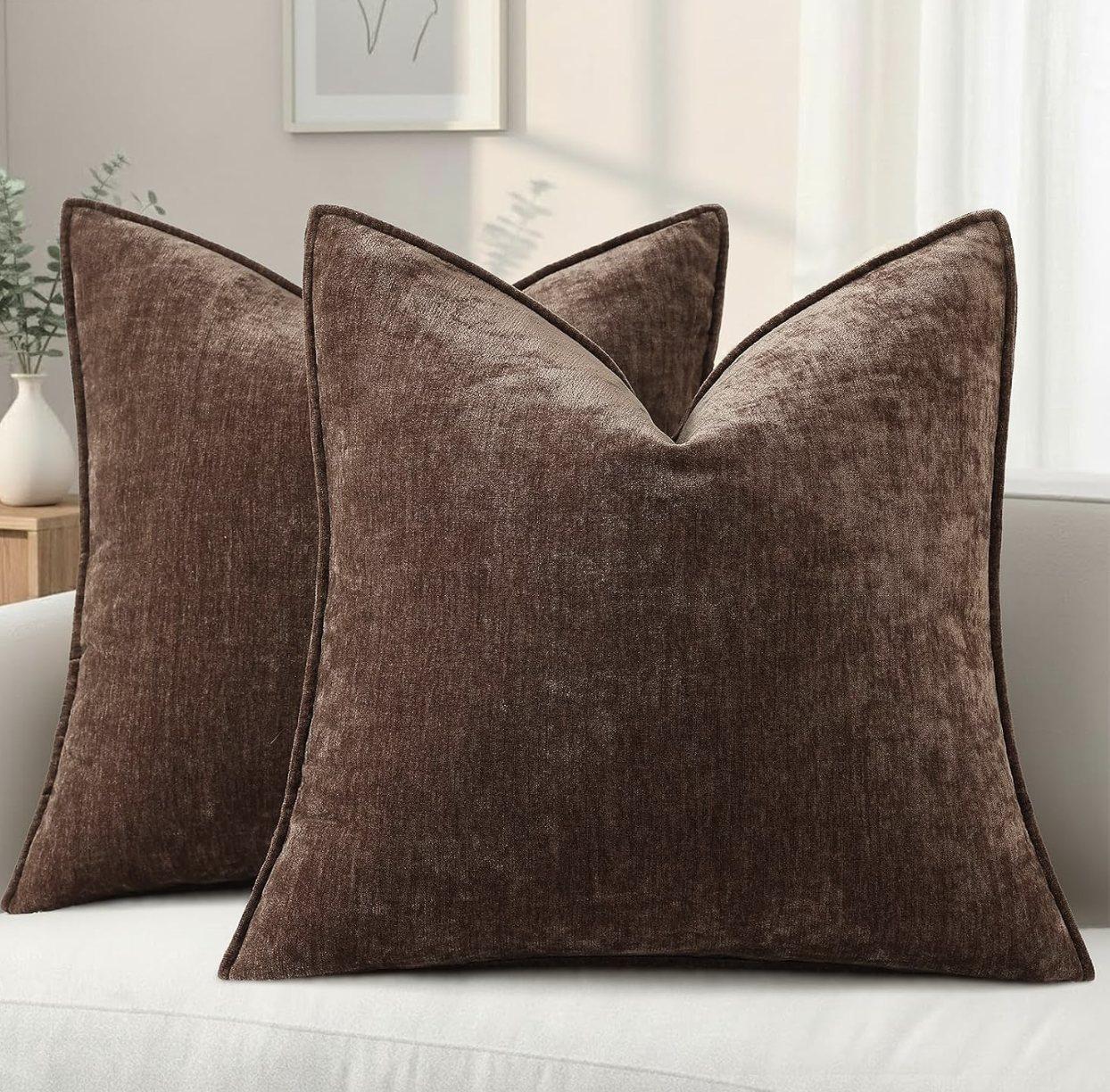 cozy fall brown velvet pillows