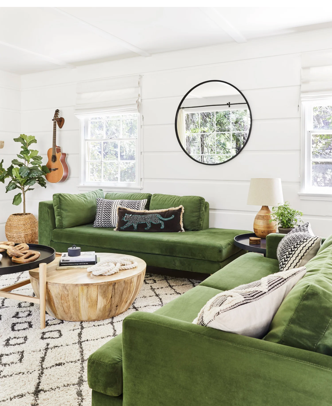 green sofa living room