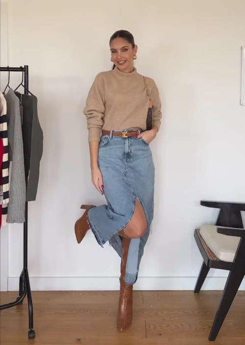 green satin skirt outfit