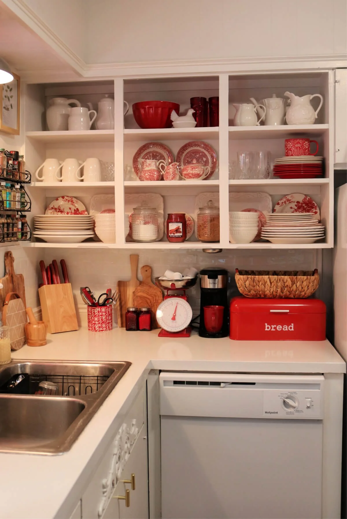 cozy red kitchen styling