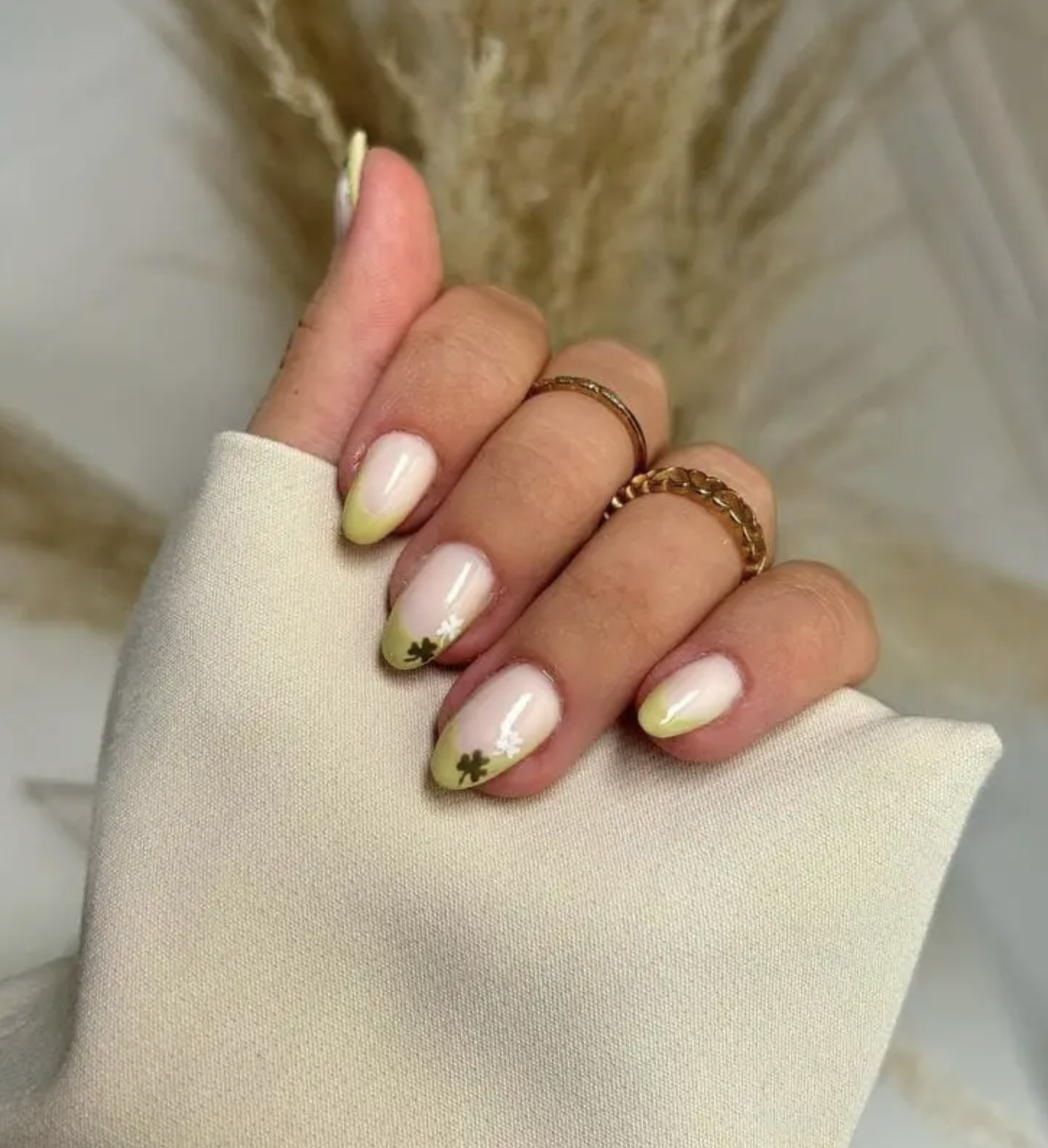 olive green st patricks day nails