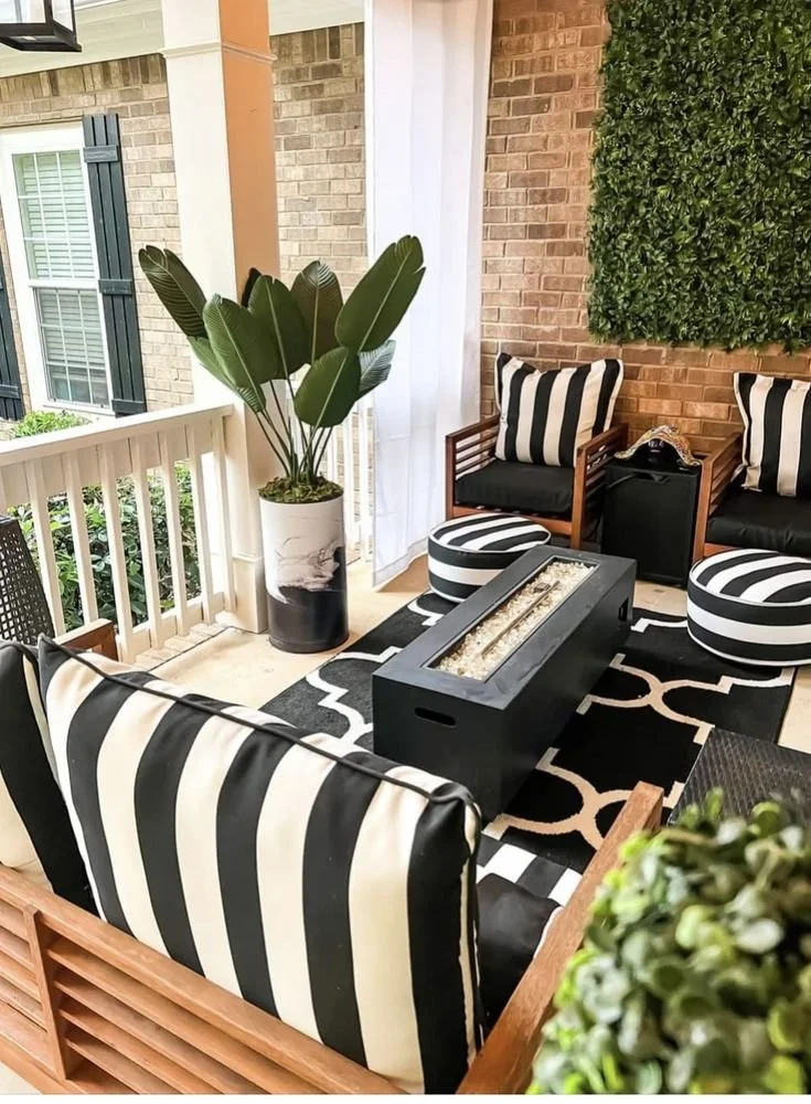 black and white small patio