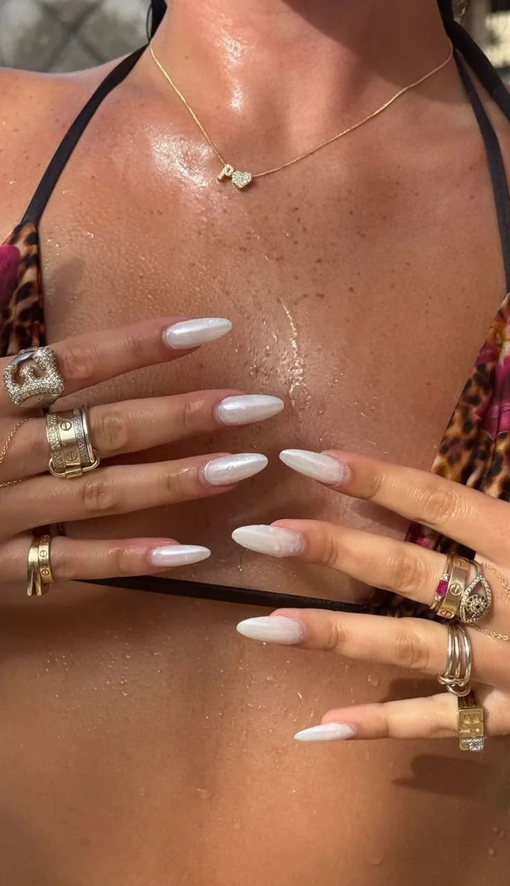 pearl milky white nails