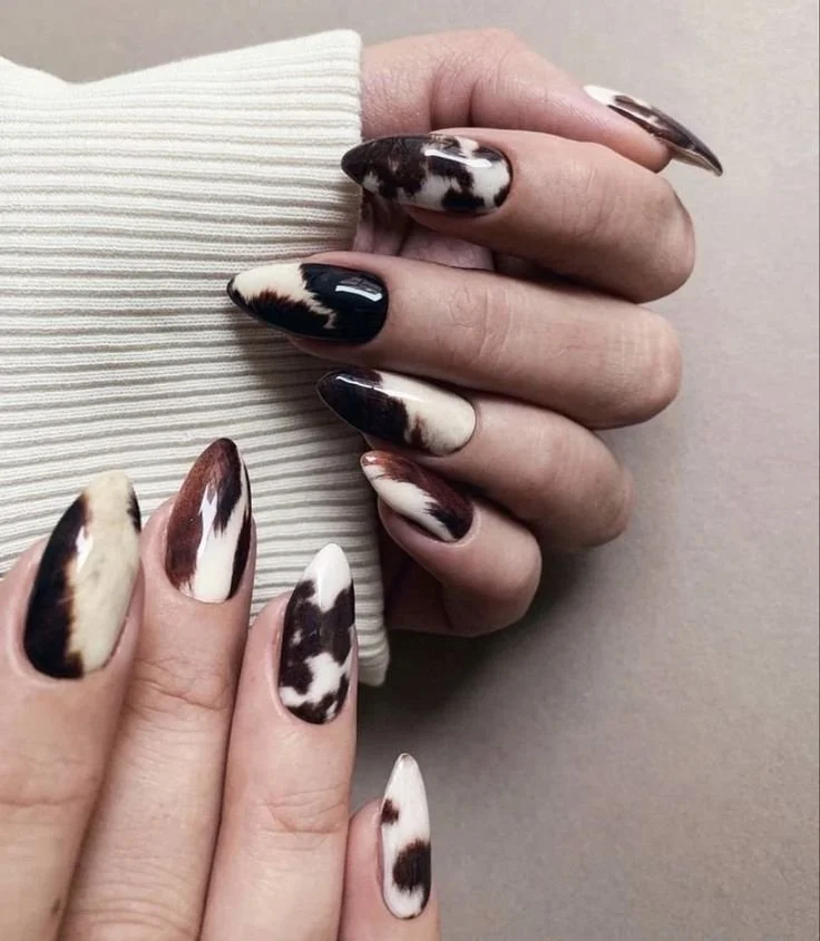 cow print nails for fall