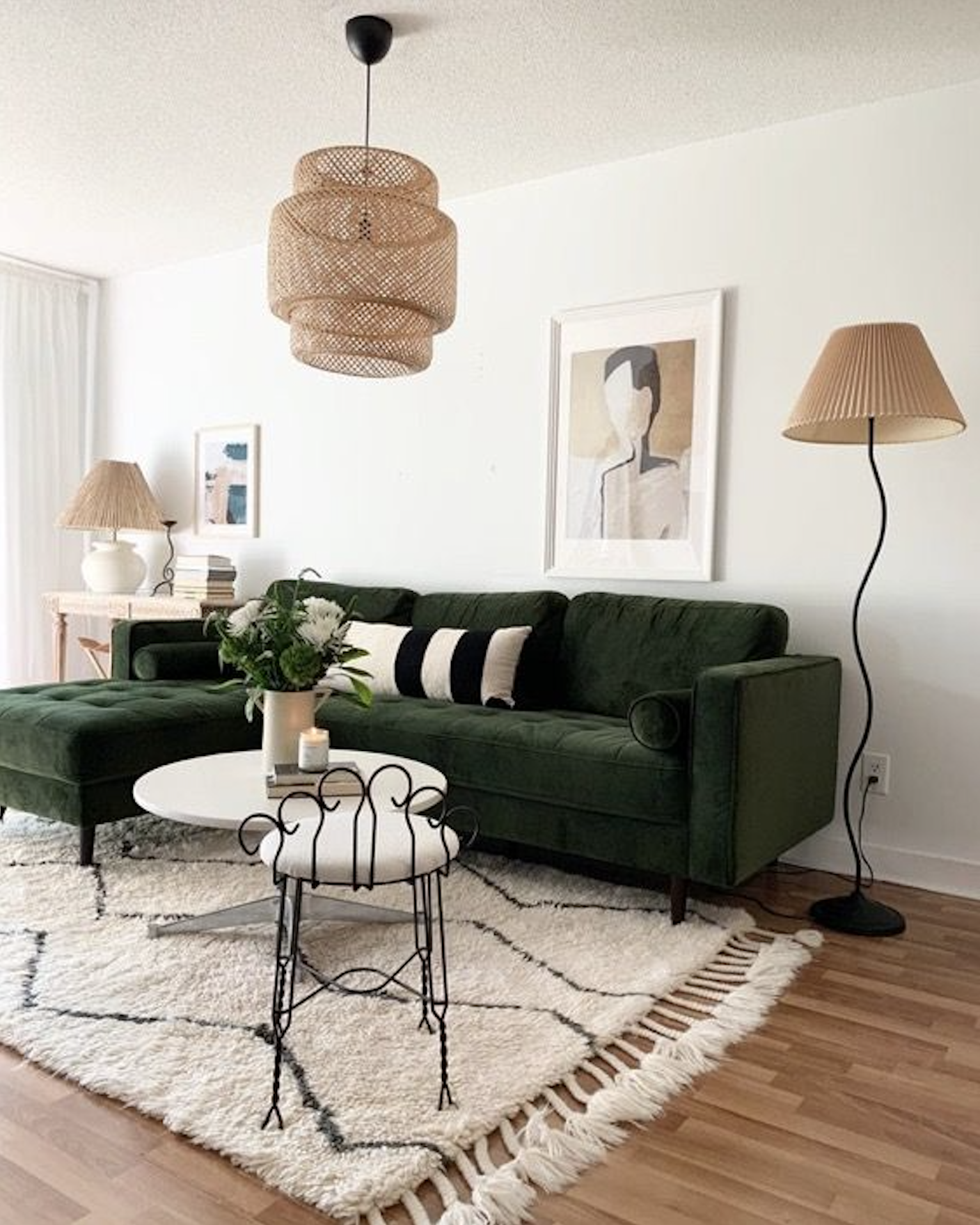 green sofa modern living room