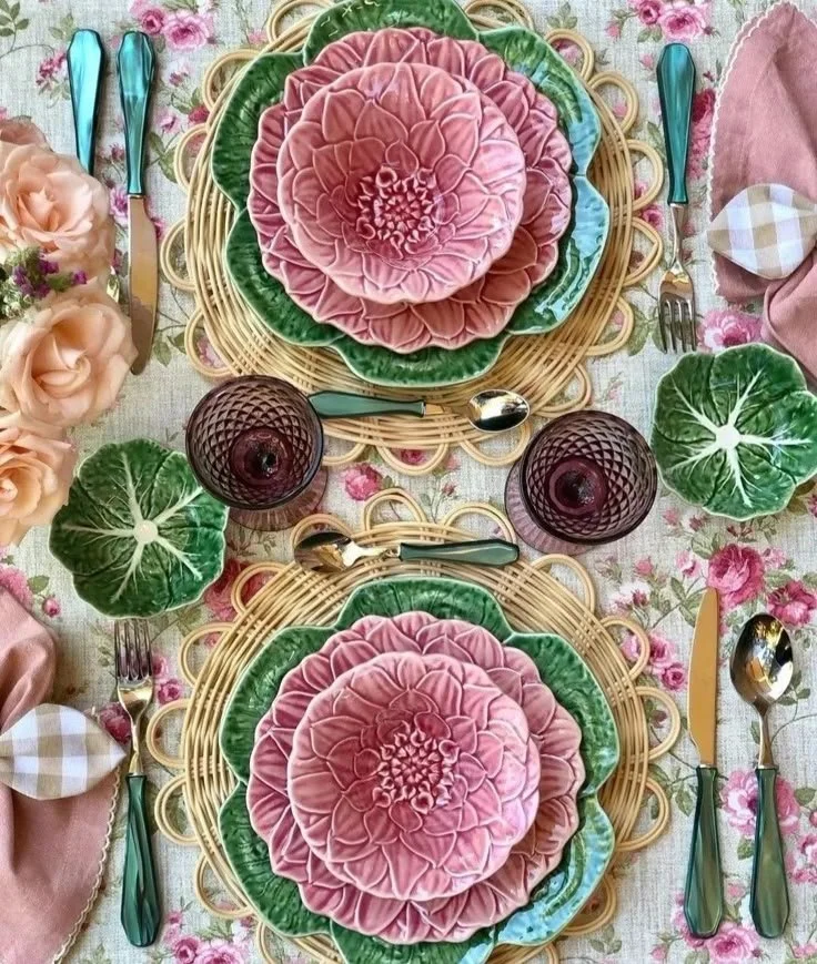 pink and green cabbage ware copy