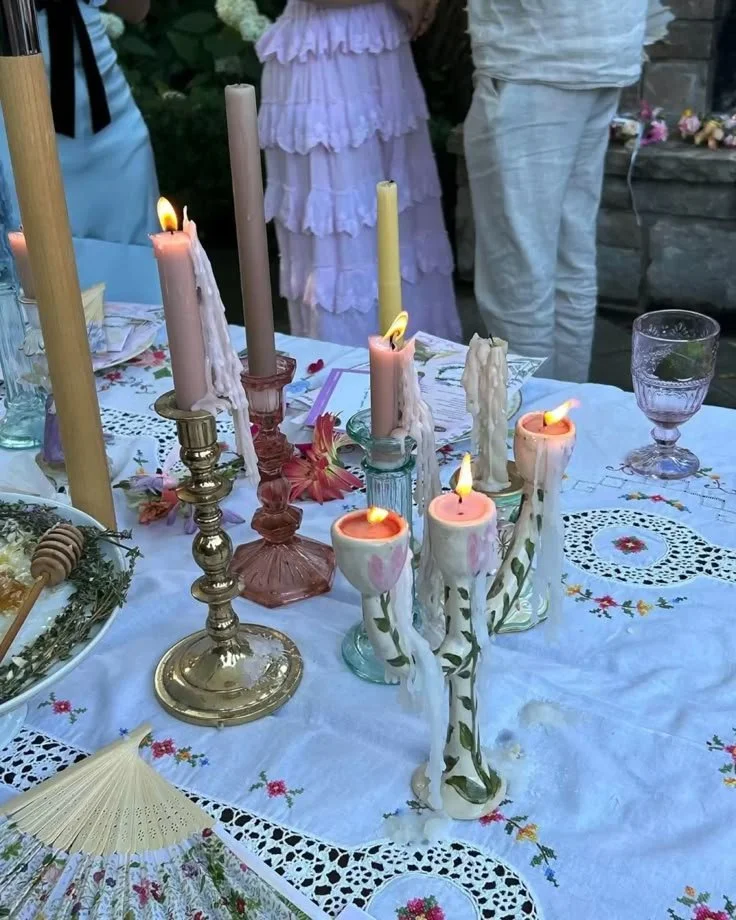 candles on tea table