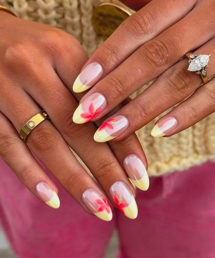 Tropical Flower French Tips