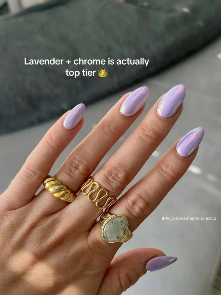 lavender chrome nails