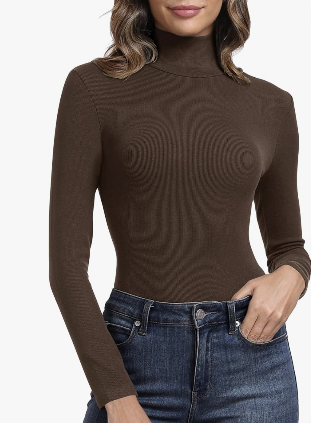 brown turtleneck