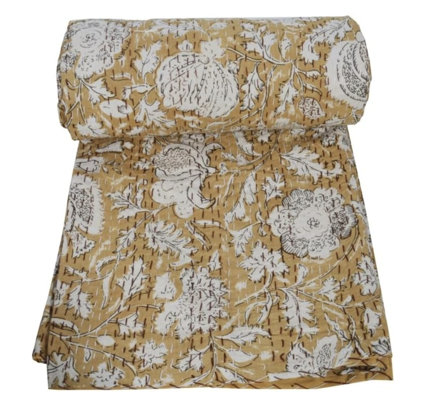 yellow block print bedding