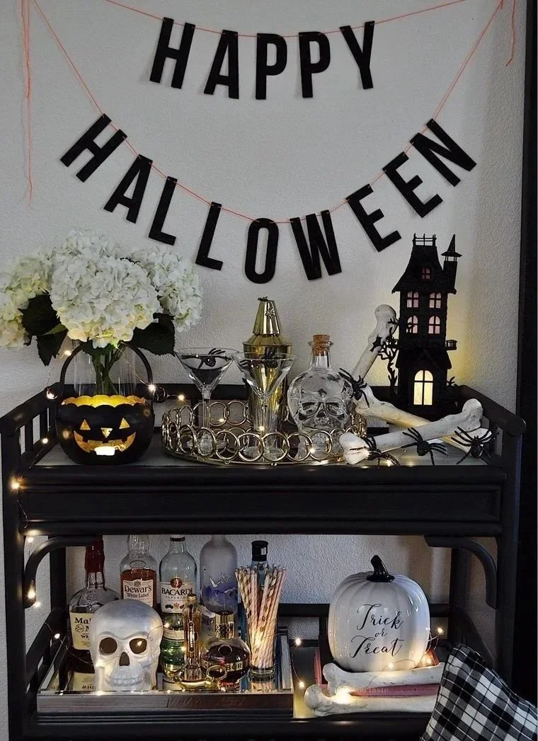 spooky halloween bar cart
