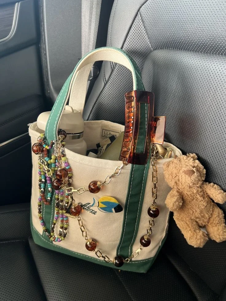 LL Bean Boat & Tote with teddy bear charm