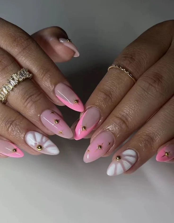pink citrus glow nails