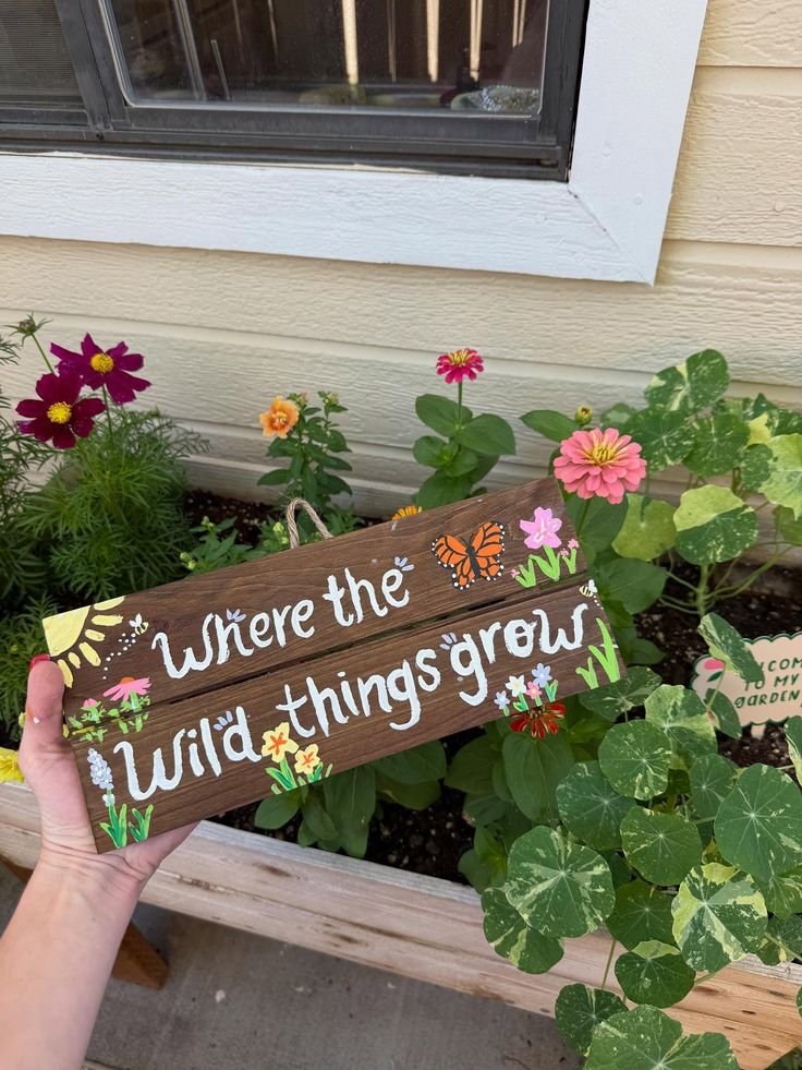 charming painted garden sign