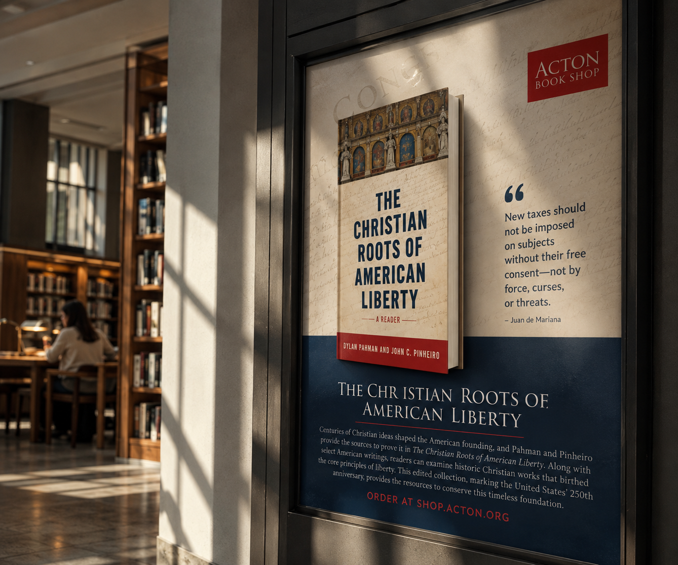 Framed Liberty Book Poster in Sunlit Library.png