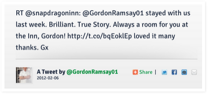 The retweet from Gordon Ramsay. One of our favorite guests.