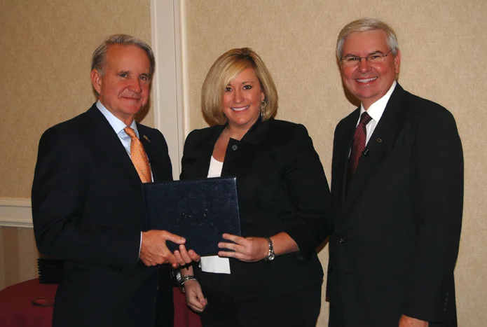 Morrow at the AICPA Leadership Academy with former AICPA Chairman Robert R. Harris, CFE, CPA (left) and AICPA President and CEO Barry C. Melancon, CPA (right).