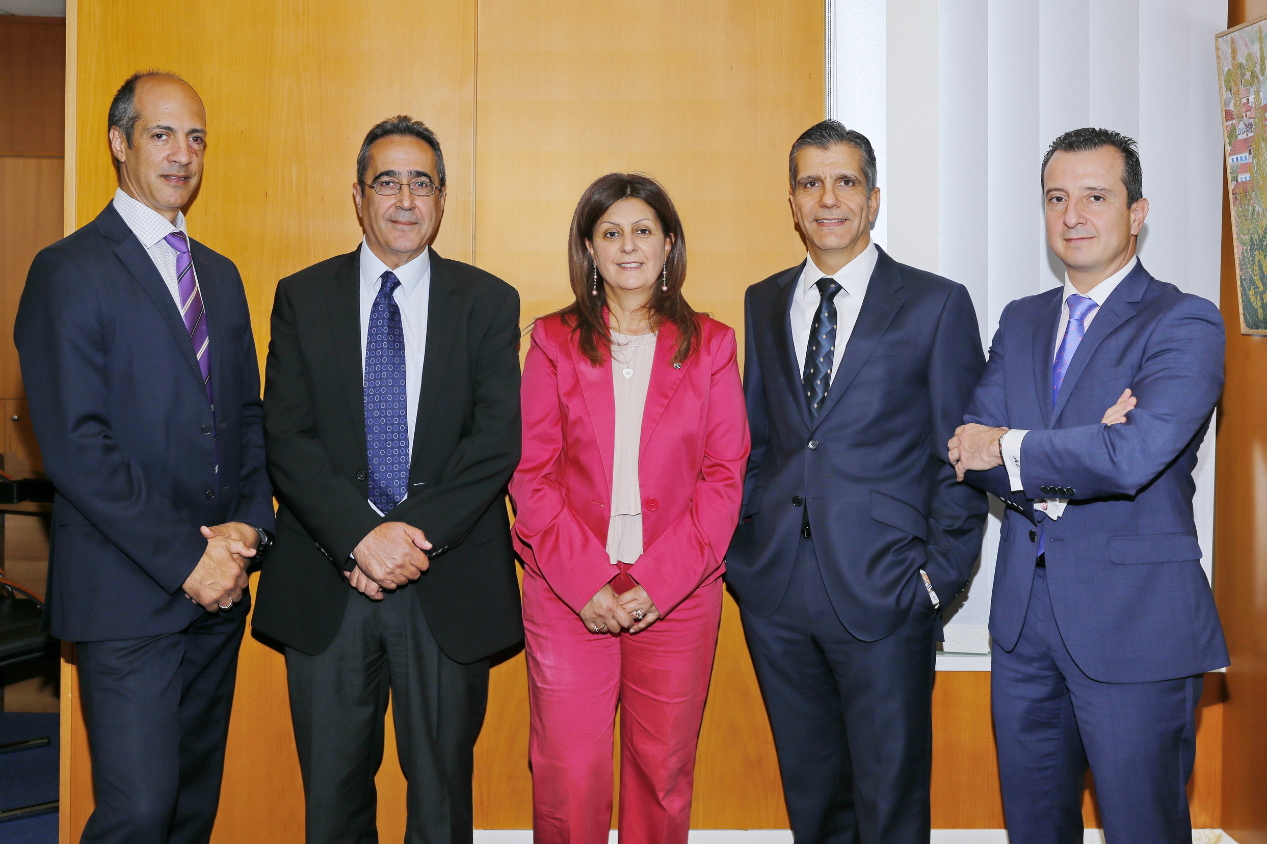  Cyprus Chapter Leaders. From left to right: Agis Taramides, George Rostantis, Dr. Maria Kambia-Kapardis, George Zornas, and Marios Skandalis 